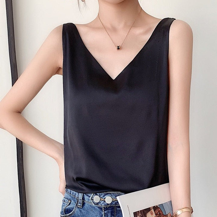 Olivia | Draped Satin Tank Top