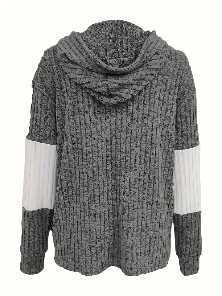 Rosie | Two-Tone Hooded Zip-Up Knit Jacket