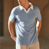 Men's Short Sleeve Knit Polo Shirt | Premium Comfort & Contrast Style