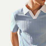 Men's Short Sleeve Knit Polo Shirt | Premium Comfort & Contrast Style
