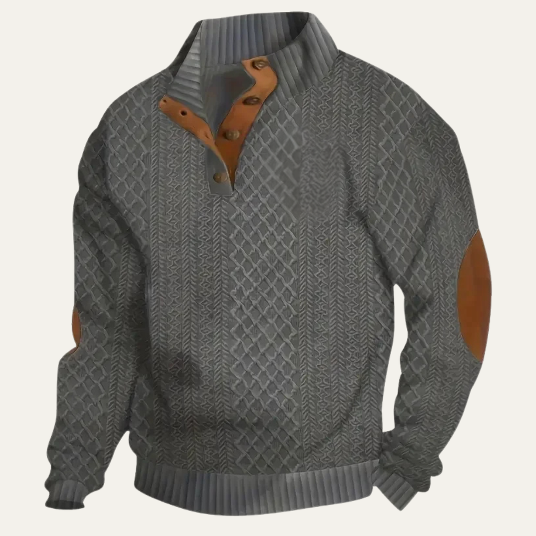 Jacob | Patterned Fleece Jumper with Suede Elbow Patches