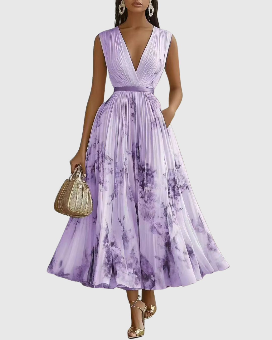 Rowella | Elegant Pleated Maxi Dress for Occasions