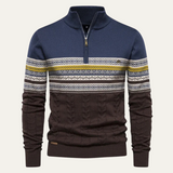 Men's Quarter Zip Cotton Sweater | Classic Fair Isle Comfort & Style