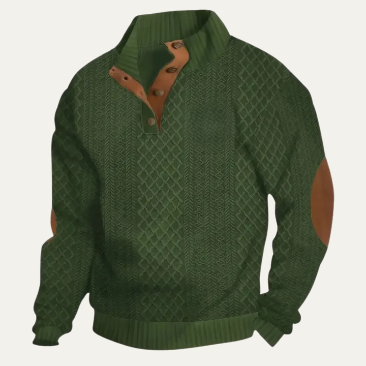 Jacob | Patterned Fleece Jumper with Suede Elbow Patches
