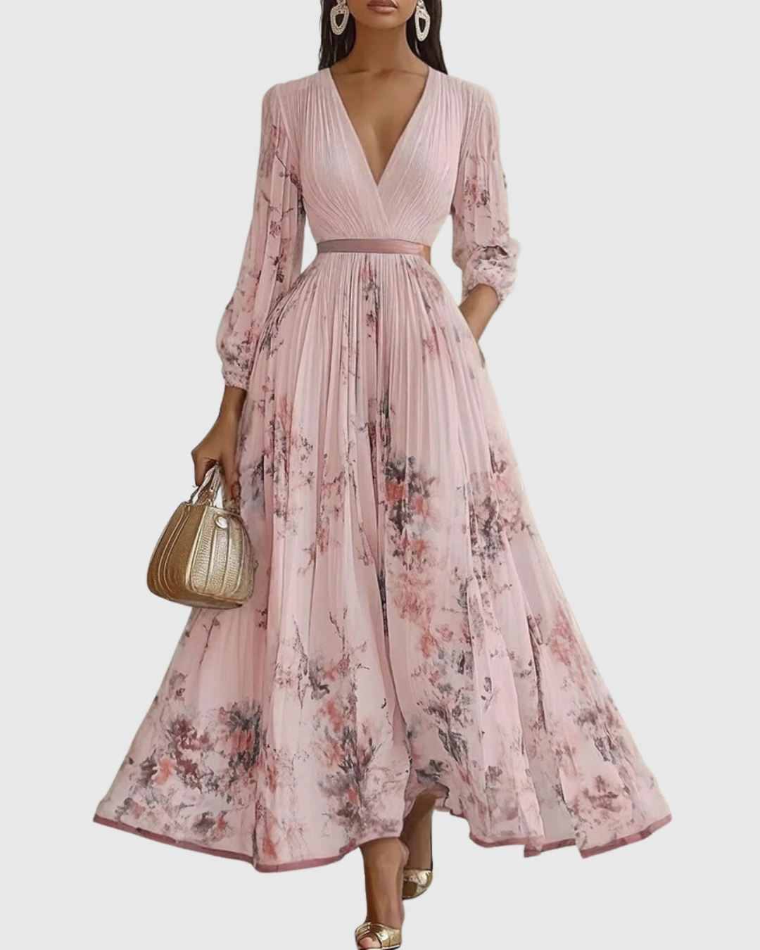 Rowella | Elegant Pleated Maxi Dress for Occasions