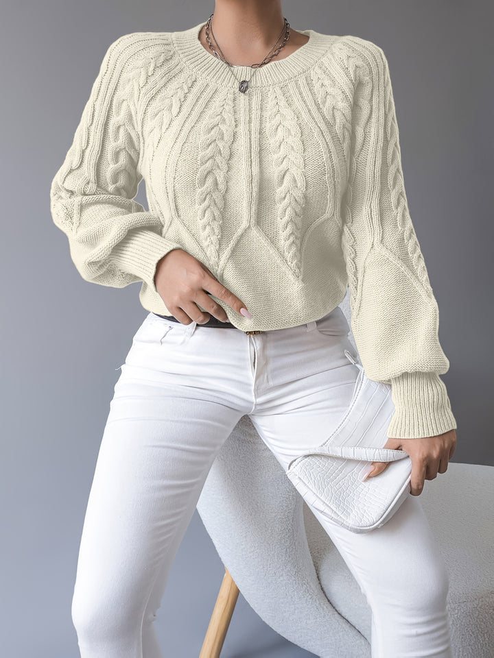 Paula | Cable Knit Jumper with Lantern Sleeves