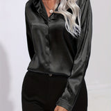 Satin Button-Down Blouse | Luxurious Feel, Professional Elegance