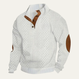Men's Patterned Fleece Sweater | Premium Comfort with Classic Suede Details