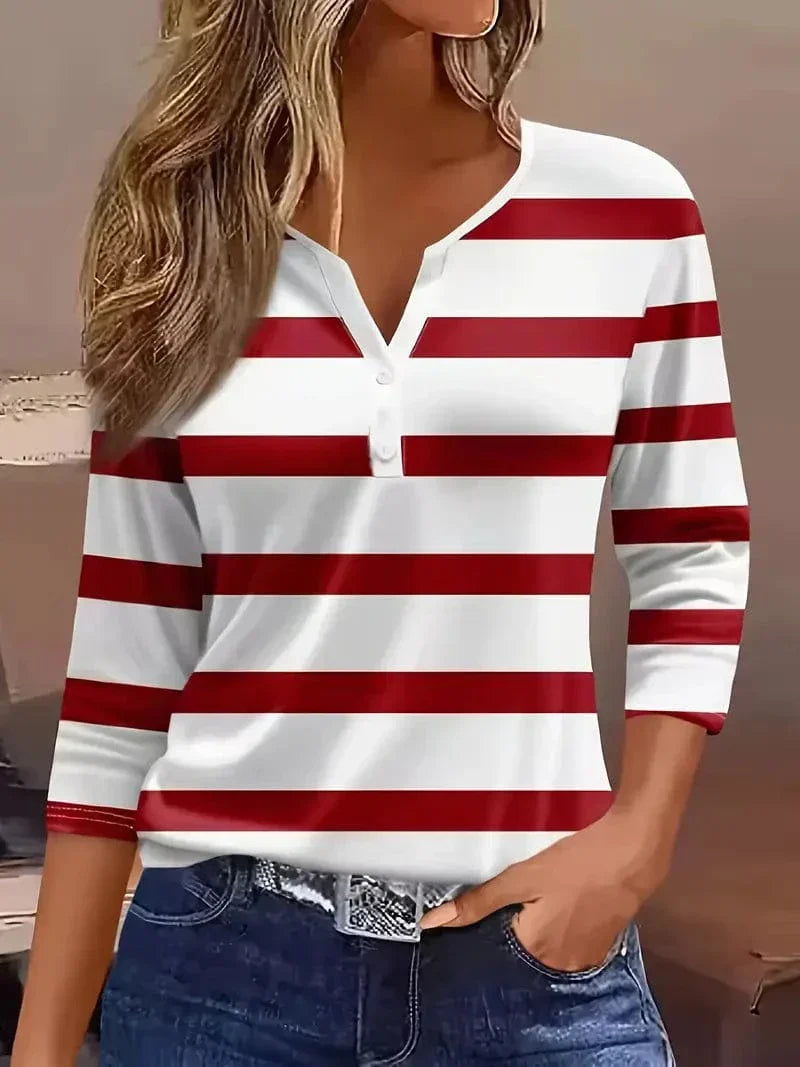Leah | Striped V-Neck Top