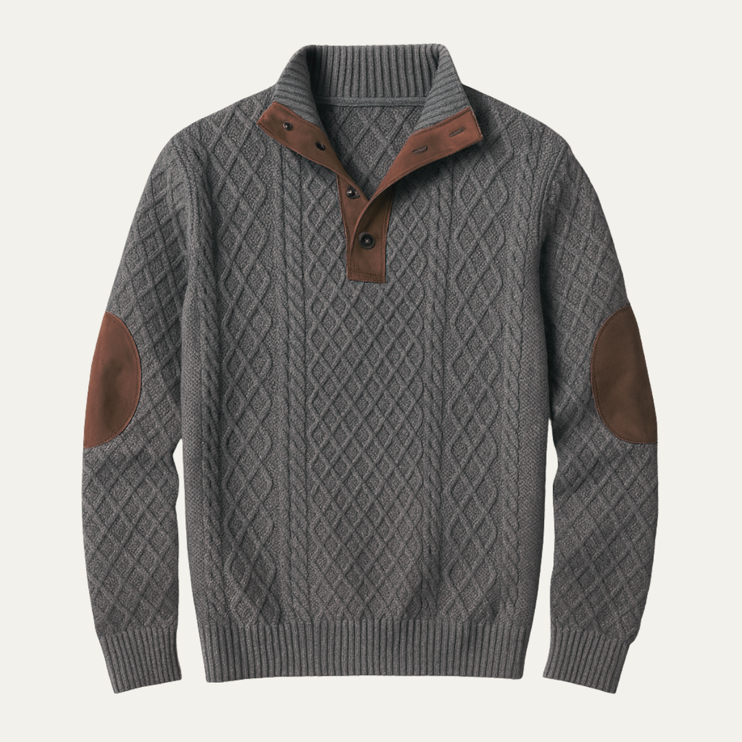 Jacob | Patterned Fleece Jumper with Suede Elbow Patches