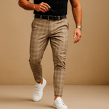 Men's Checked Slim Fit Pants | Smart Casual, All Season Comfort