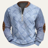Men's Winter Half Zip Sweater | Classic Comfort with Elbow Patches