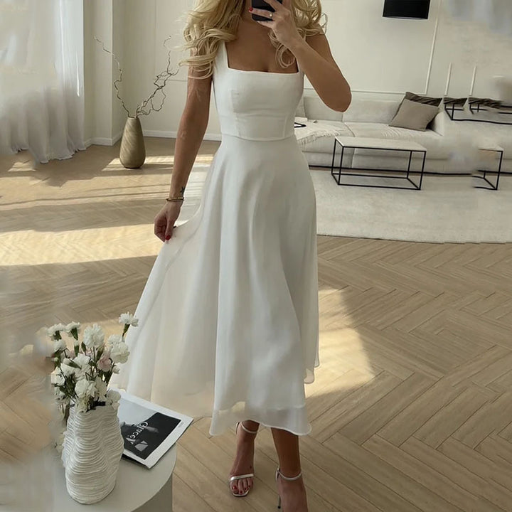 Hannah | Elegant Midi Dress with Square Neckline for Occasions