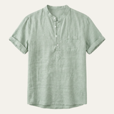 Men's Cotton Linen Henley Shirt | Breathable Casual Style