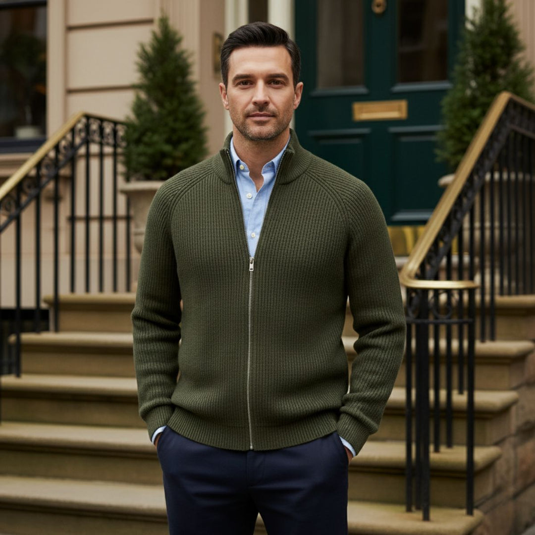 Logan | Merino Wool Zip-Up Cardigan