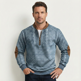 Men's Half Zip Sweater | Classic Comfort with Elbow Patches
