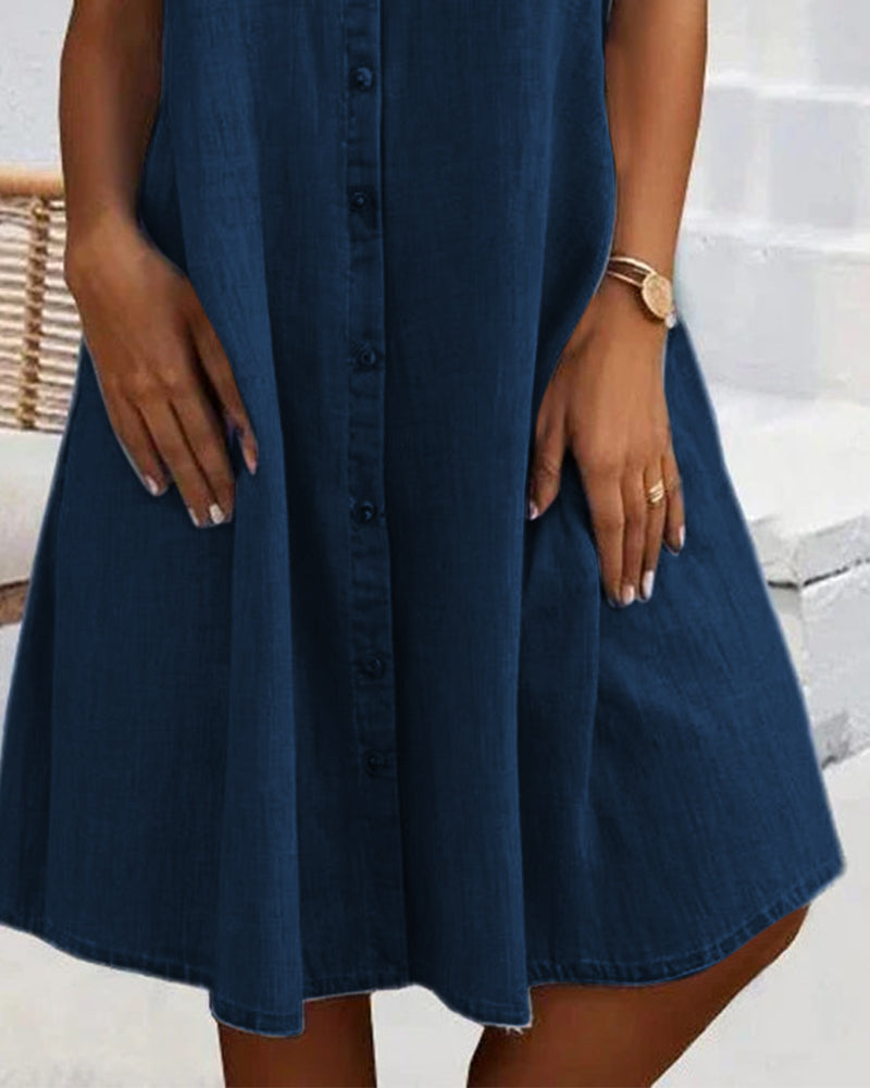 Joanne | Lightweight Denim-Look Button-Down Dress