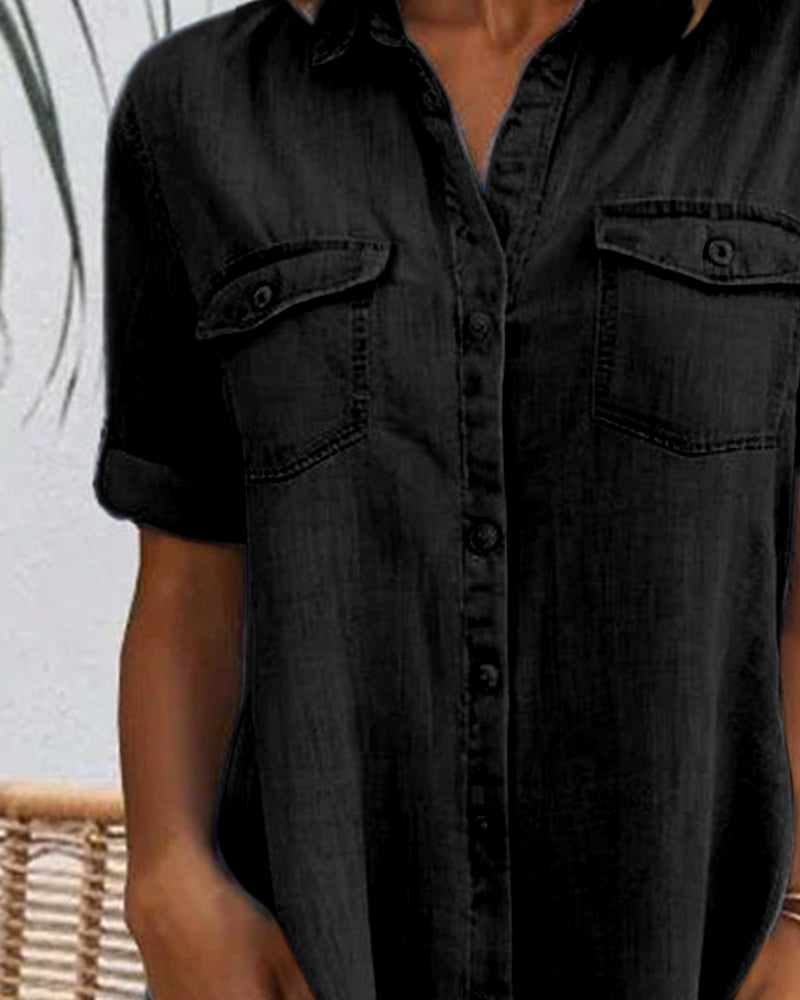 Joanne | Lightweight Denim-Look Button-Down Dress
