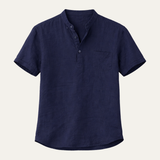 Men's Cotton Linen Henley Shirt | Lightweight Summer Comfort