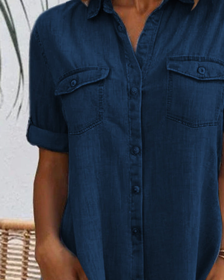 Joanne | Lightweight Denim-Look Button-Down Dress
