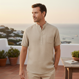 Men's Cotton Linen Henley Shirt | Breathable Summer Comfort