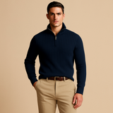 Men's Half Zip Ribbed Sweater | Classic Comfort & Versatile Style
