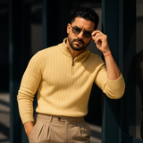 Men's Half Zip Ribbed Sweater | Classic Comfort & Versatile Style