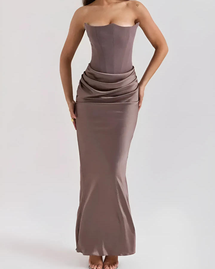 Strapless Draped Maxi Dress for Occasions