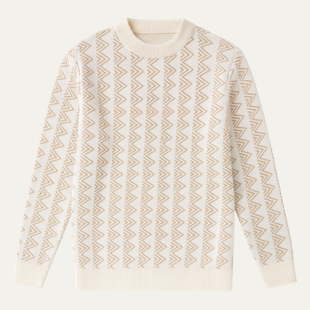 Ethan | Geometric Pattern Crew Neck Jumper
