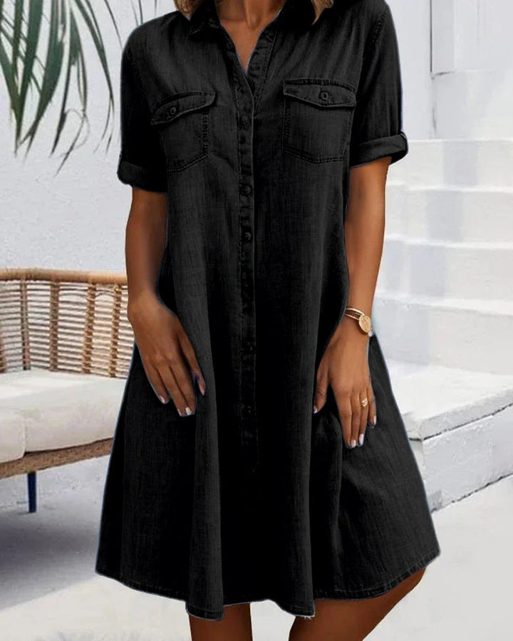 Joanne | Lightweight Denim-Look Button-Down Dress