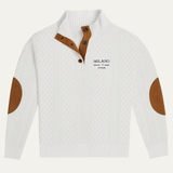 Men's Quarter Zip Sweater | Milano Knit with Elbow Patches