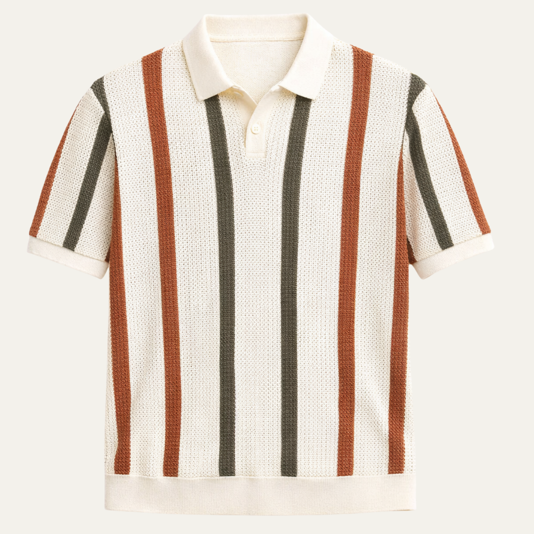 Sebastian | Striped Knit Polo, Vintage Style