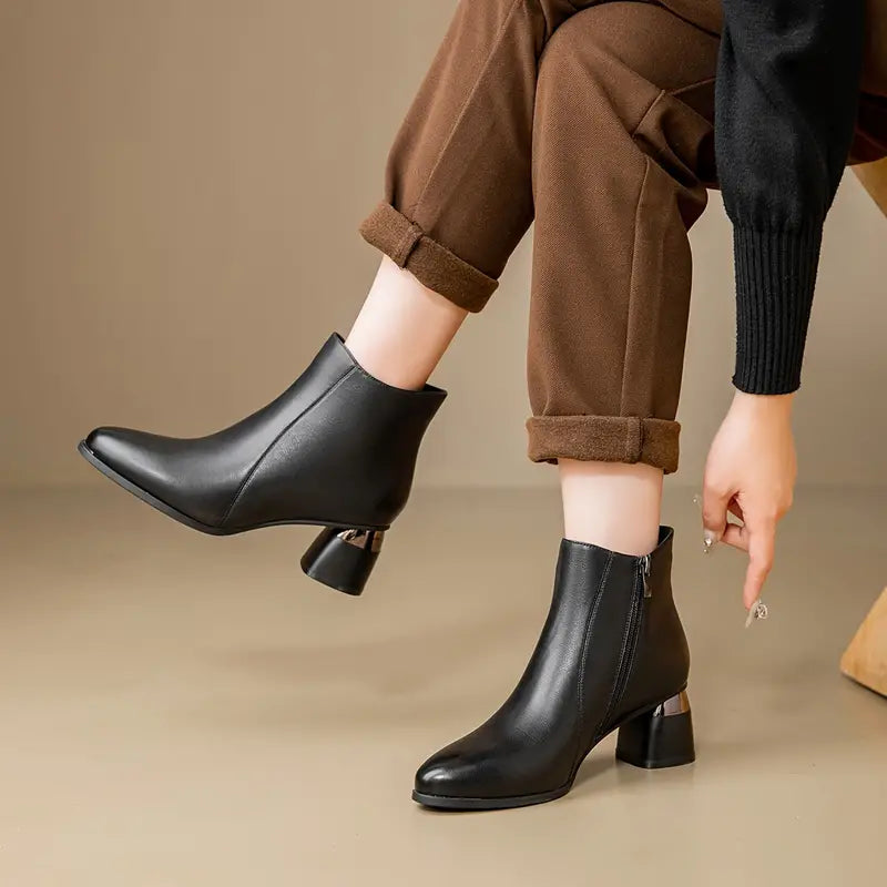 Jessica | Leather Slip-On Boots with Cushioned Footbed
