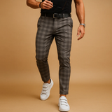 Men's Checked Slim Fit Pants | Smart Casual, All Season Comfort