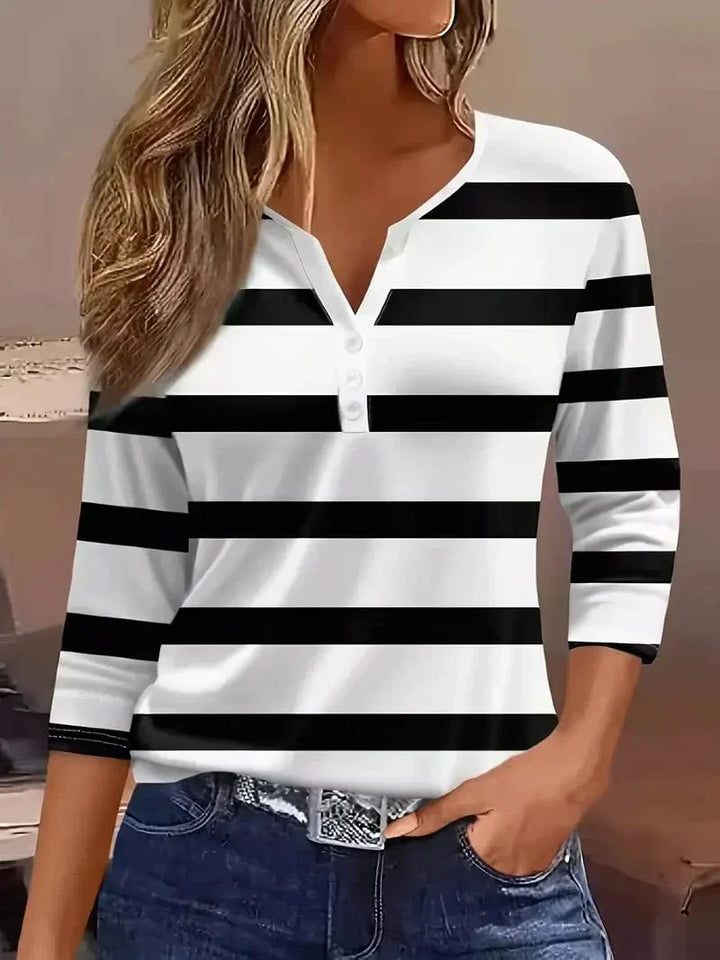Leah | Striped V-Neck Top