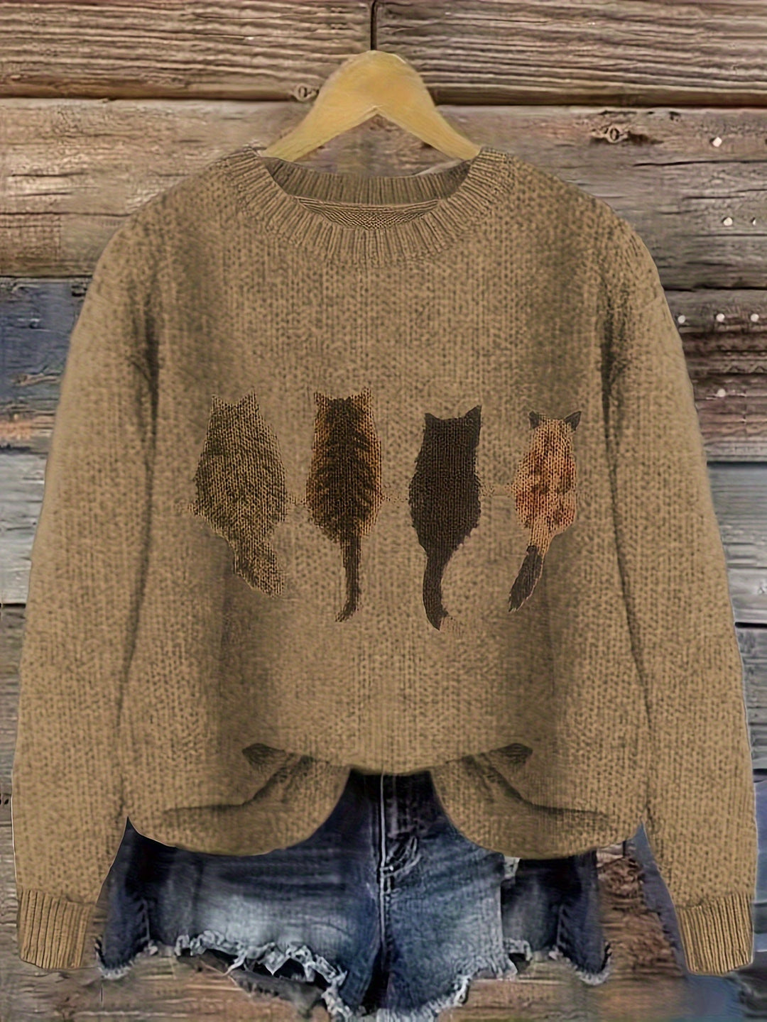 Caroline | Cat Print Knitted Jumper