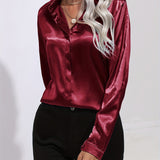 Satin Button-Down Blouse | Luxurious Feel, Professional Elegance