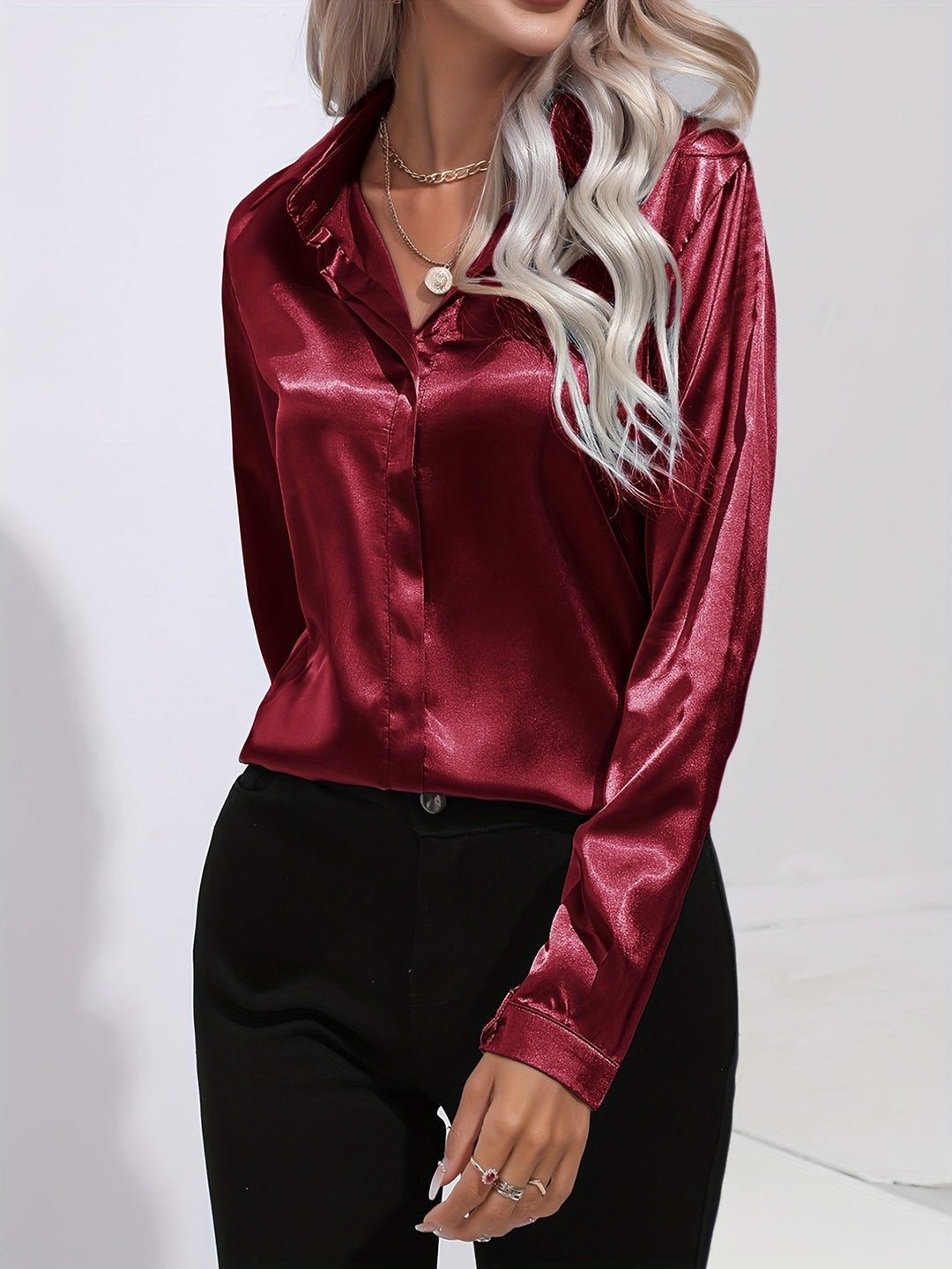 Matilda | Classic Satin Button-Down Blouse