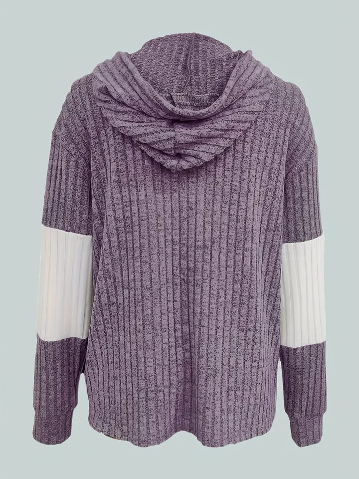 Rosie | Two-Tone Hooded Zip-Up Knit Jacket