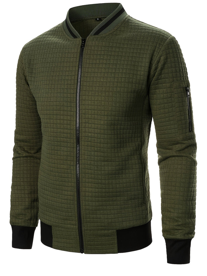 Sean | Textured Bomber Jacket with Ribbed Trim