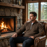 Men's Half Zip Sweater | Classic Comfort with Elbow Patches
