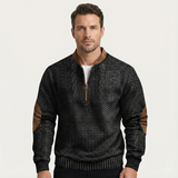 Men's Half Zip Sweater | Classic Comfort with Elbow Patches