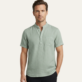 Men's Cotton Linen Henley Shirt | Breathable Casual Style