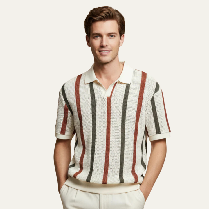 Sebastian | Striped Knit Polo, Vintage Style