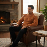 Men's Turtleneck Sweater | Warm Ribbed Cable Knit Style