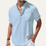 Men's Breathable Henley Linen Shirt | Lightweight Summer Comfort