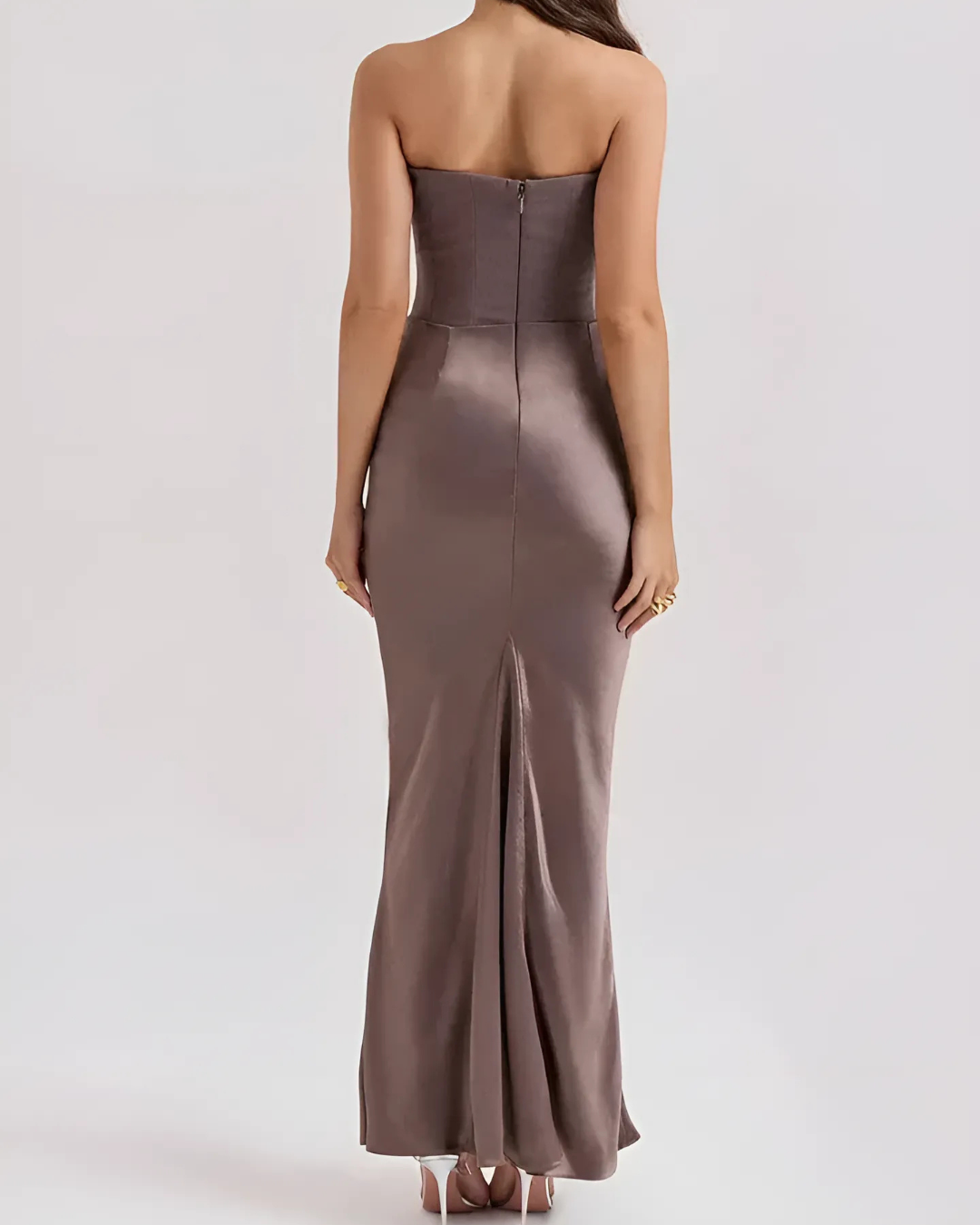 Strapless Draped Maxi Dress for Occasions