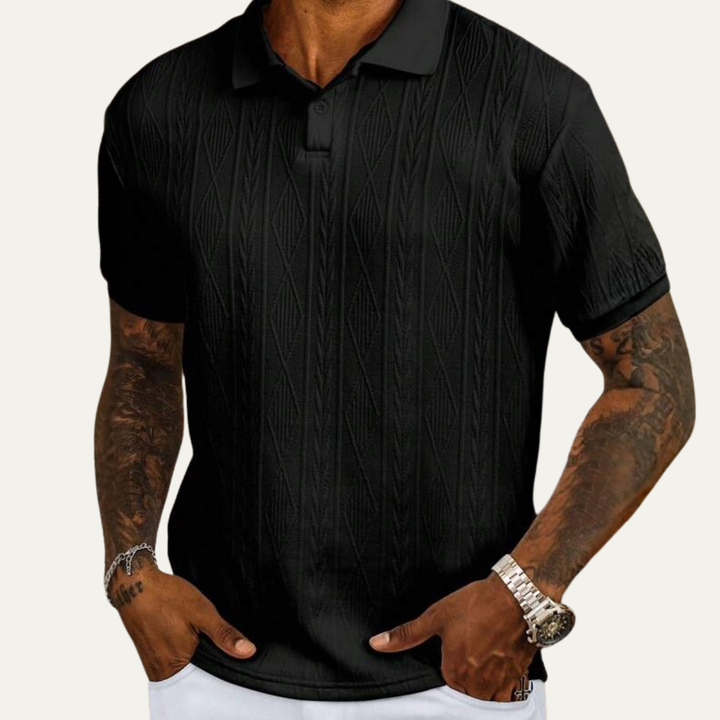 Julian | Textured Weave Button Polo Shirt