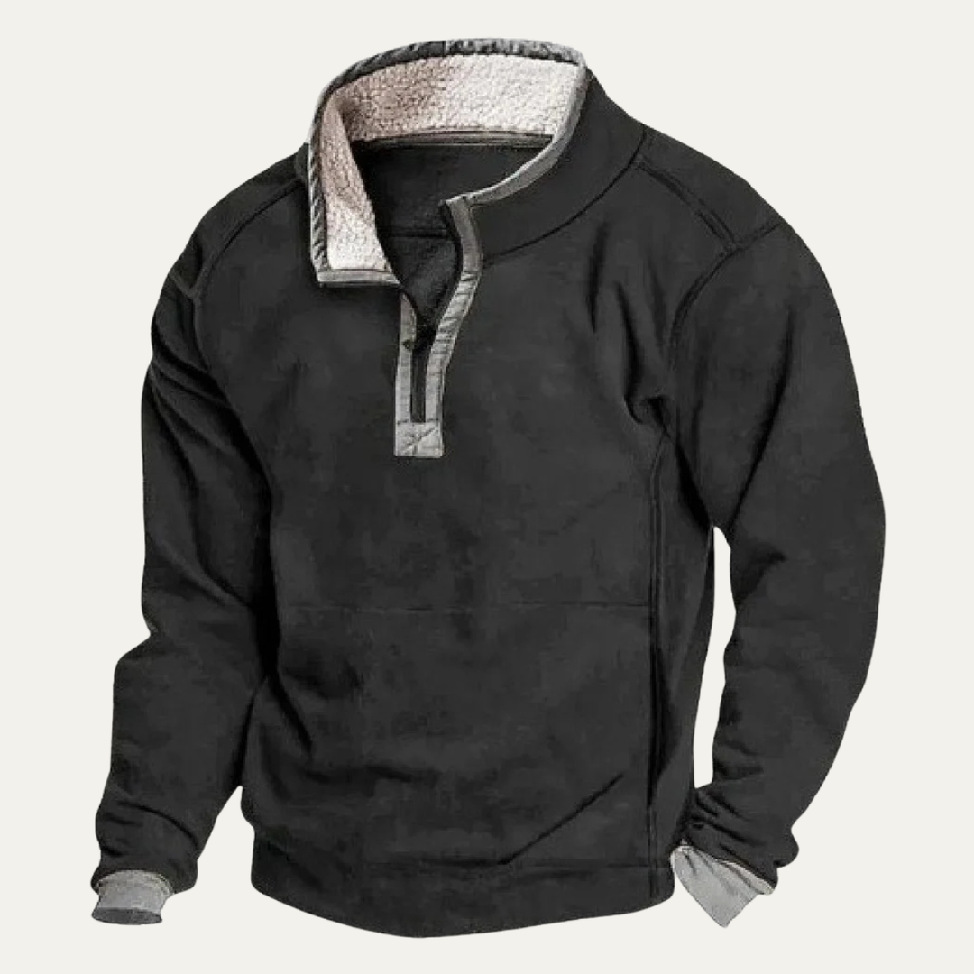 Rowan | Half-Button Winter Jumper with Stand Collar