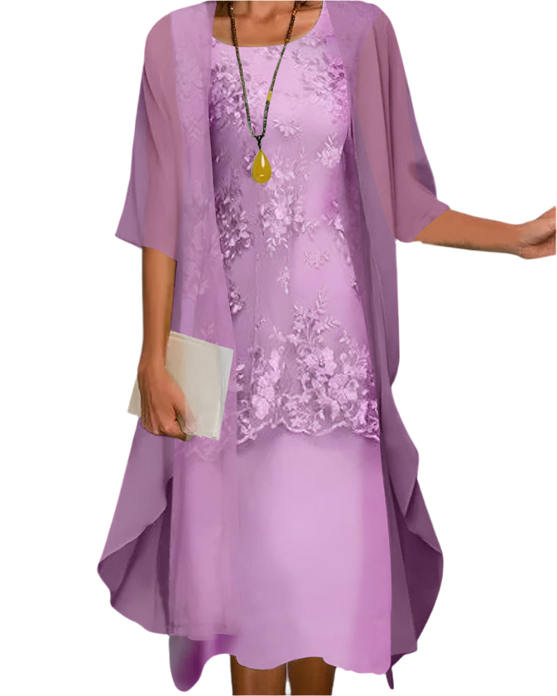 Caroline | Midi Dress with Organza Sleeves for Occasions
